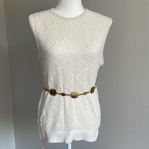 Vintage White Sleeveless Knit Top Size M